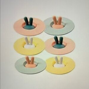 Colorful Bunny Ear Silicone Cup Lids Set of 3